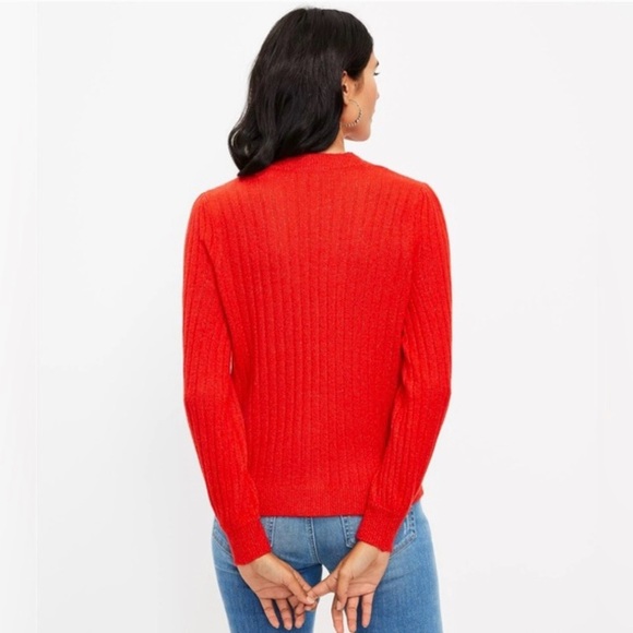 Nwt Loft Red Cardigan Heart Button Sweater-xl - Picture 3 of 4